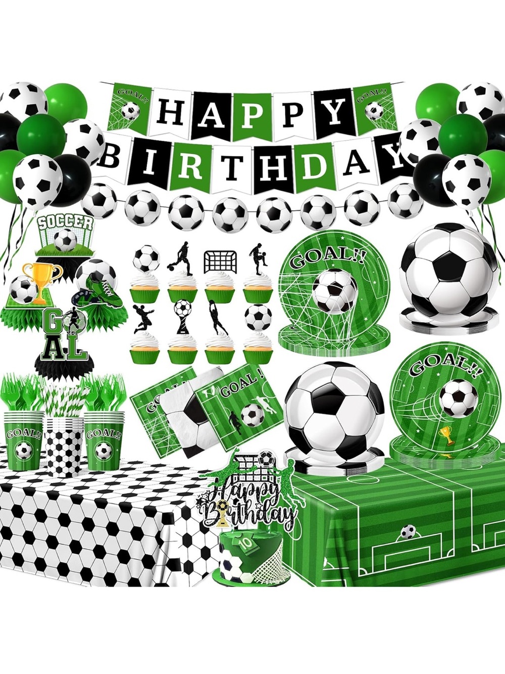 Soccer Birthday Party Decorations All-in-1 Balloons Goal Game Day Came Toppers